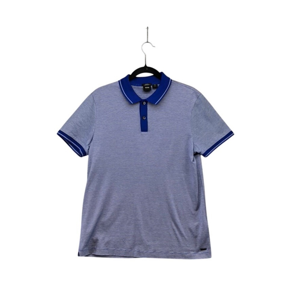 Hugo‎ Boss Polo Shirt Mens Medium Blue Phillipson 14 Slim Fit Mercerised Cotton
